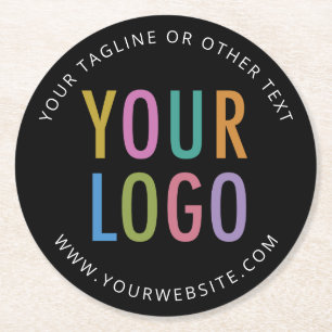 Dessous-de-verre Rond En Papier Dessous de verre en carton noir avec en bloc le lo