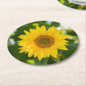 Dessous-de-verre Rond En Papier Dessous de verre en papier avec tournesol jaune (Incliné)