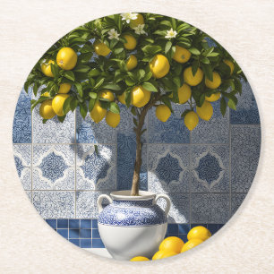 Dessous-de-verre Rond En Papier Dessous de verre en papier citron méditerranéen it