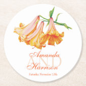 Dessous-de-verre Rond En Papier dessous de verre en papier d'aquarelle mariage (Devant)