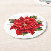 Dessous-de-verre Rond En Papier Dessous de verre en papier de vacances Poinsettia (Incliné)