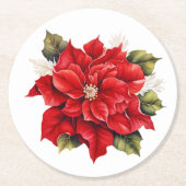 Dessous-de-verre Rond En Papier Dessous de verre en papier de vacances Poinsettia (Devant)