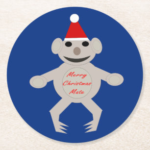 Dessous-de-verre Rond En Papier Dessous de verre en papier d'ours Koala de Noël au