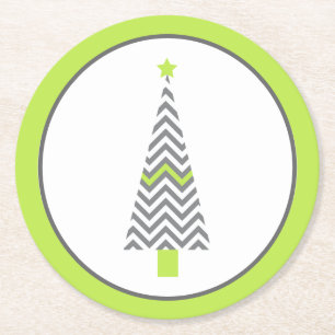 Dessous-de-verre Rond En Papier Dessous de verre en papier gris Chevron Christmas