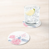 Dessous-de-verre Rond En Papier dessous de verre en papier mariage rose roses (En situation)