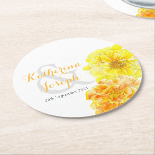 Dessous-de-verre Rond En Papier dessous de verre en papier marigold mariage aquare