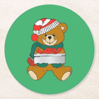 Dessous-de-verre Rond En Papier Dessous de verre en papier Ours de Noël