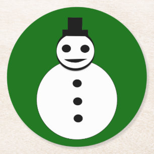 Dessous-de-verre Rond En Papier Dessous de verre en papier Snowman de Noël sourian