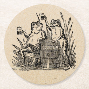 Dessous-de-verre Rond En Papier Dessous de verre Étiquette de bière de grenouilles