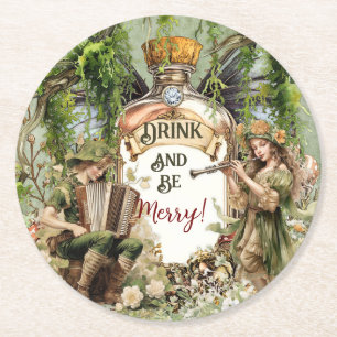 Dessous-de-verre Rond En Papier Dessous de verre Fairy Tavern   Boire et être joye