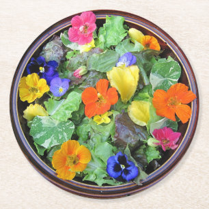 Dessous-de-verre Rond En Papier Dessous de verre Flower Salad Party