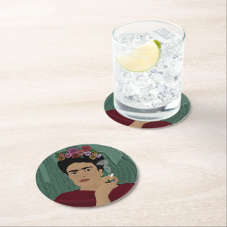 Dessous-de-verre Rond En Papier Dessous de verre Frida Kahlo