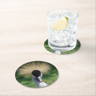 Dessous-de-verre Rond En Papier dessous de verre _ grue couronnée _ avant et arri