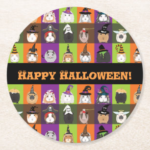 Dessous-de-verre Rond En Papier Dessous de verre Halloween Cochons de Guinée