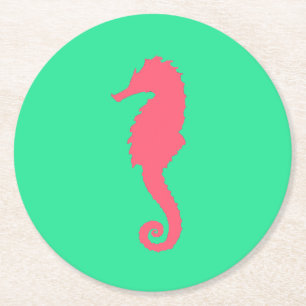 Dessous-de-verre Rond En Papier Dessous de verre hippocampe rose