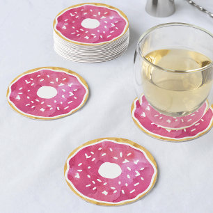 Dessous-de-verre Rond En Papier Dessous de verre Magenta Hot Rose Donut