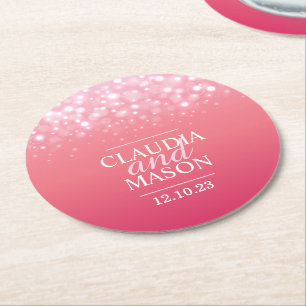 Dessous-de-verre Rond En Papier dessous de verre mariage en papier champagne rose