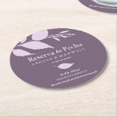 Dessous-de-verre Rond En Papier Dessous de verre Mariage Enregistrer La Date Viole (Incliné)