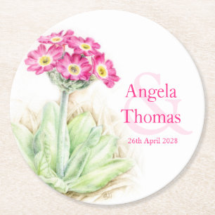 Dessous-de-verre Rond En Papier Dessous de verre mariages alpins primula ping vert