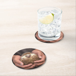 Dessous-de-verre Rond En Papier Dessous de verre or Rose de Hérisson mignon Faux