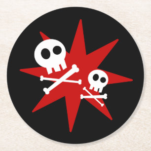 Dessous-de-verre Rond En Papier Dessous de verre Papier rond Cute Skuls