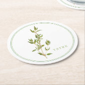 Dessous-de-verre Rond En Papier DESSOUS DE VERRE papier rond THYME FRAIS (+texte) (Incliné)