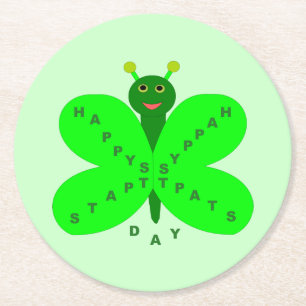 Dessous-de-verre Rond En Papier Dessous de verre papillon de la Saint Patrick