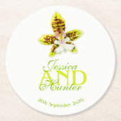 Dessous-de-verre Rond En Papier dessous de verre personnalisés de l'orchidée vert (Devant)