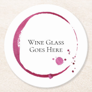 Dessous-de-verre Rond En Papier Dessous de verre rond en tache de vin rouge et gou