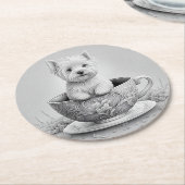 Dessous-de-verre Rond En Papier Dessous de verre Westie - Wes-tea (Incliné)