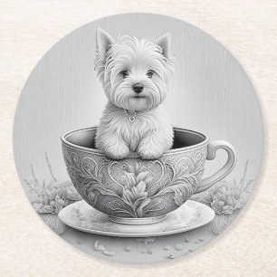 Dessous-de-verre Rond En Papier Dessous de verre Westie - Wes-tea