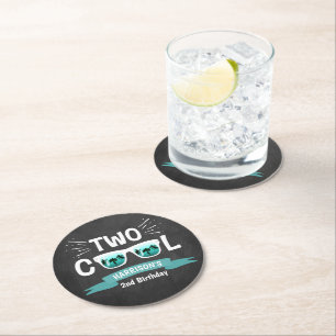 Dessous-de-verre Rond En Papier Deux garçons Cool 2e anniversaire