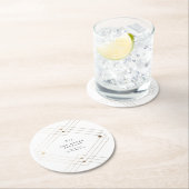 Dessous-de-verre Rond En Papier Diamant Or Blanc Géométrique Mariage Gatsby (En situation)