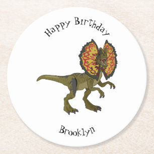 Dessous-de-verre Rond En Papier Dilophosaurus dessin animé