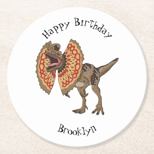 Dessous-de-verre Rond En Papier Dilophosaurus dessin animé (Devant)