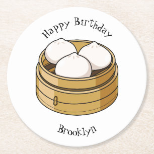 Dessous-de-verre Rond En Papier Dim sum dessin animé