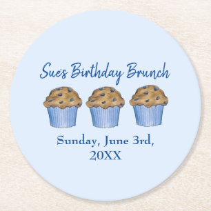 Dessous-de-verre Rond En Papier Dimanche Petit-déjeuner Brunch Party Blueberry Muf