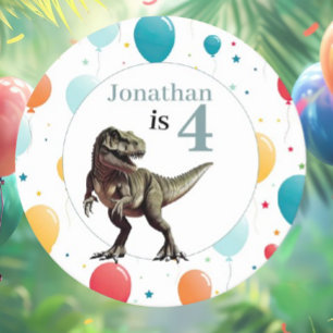 Dessous-de-verre Rond En Papier Dinosaur T Rex Gris d'anniversaire
