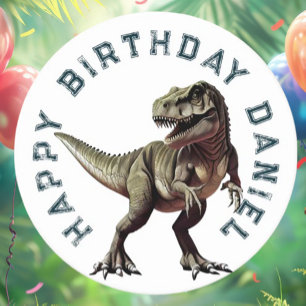 Dessous-de-verre Rond En Papier Dinosaure JOYEUX ANNIVERSAIRE T=REX