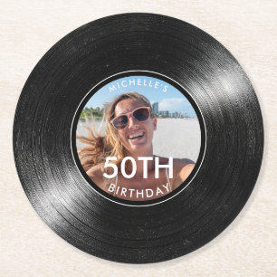 Dessous-de-verre Rond En Papier Disque Vinyle 50 Ans Papier Buvard Photo