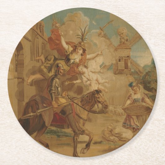 Dessous-de-verre Rond En Papier Don Quixote Guided by Folly, 18th century tapestry (Devant)