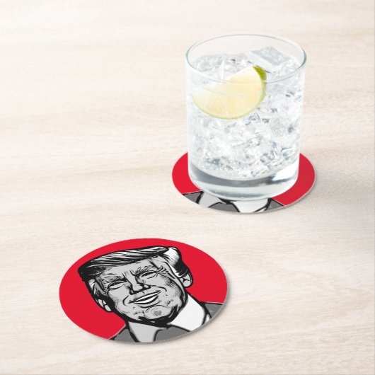 DESSOUS-DE-VERRE ROND EN PAPIER DONALD TRUMP (En situation)