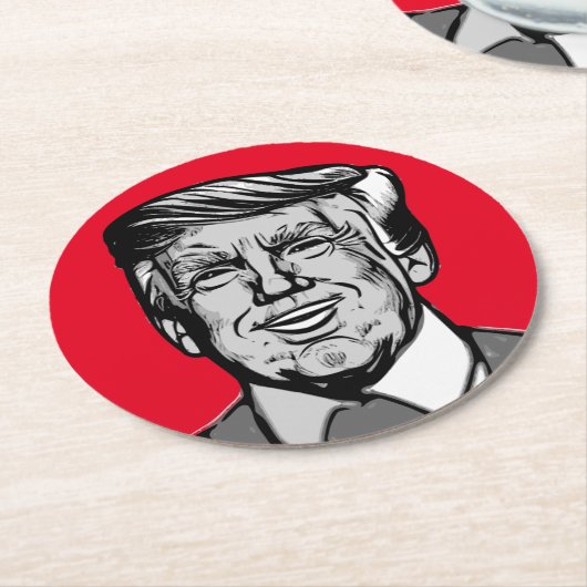 DESSOUS-DE-VERRE ROND EN PAPIER DONALD TRUMP (Incliné)