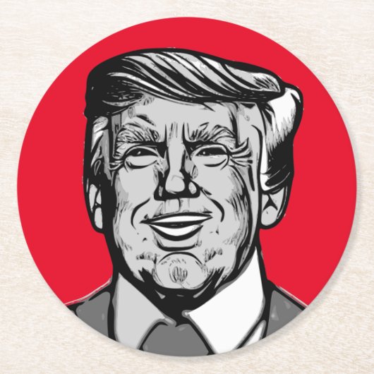 DESSOUS-DE-VERRE ROND EN PAPIER DONALD TRUMP (Devant)