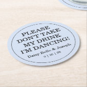 Dessous-de-verre Rond En Papier Don't Take My Drink Solid Blue Wedding (Incliné)