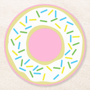 Dessous-de-verre Rond En Papier Donut Kid's Birthday Party mite