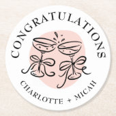 Dessous-de-verre Rond En Papier Doodle de Félicitations (Devant)