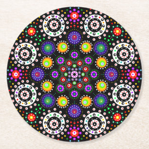 Dessous-de-verre Rond En Papier Dot psychédélique Mandala