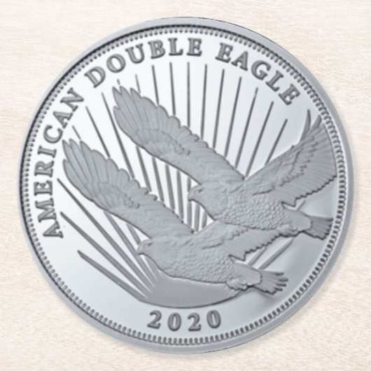 DESSOUS-DE-VERRE ROND EN PAPIER DOUBLE AIGLE EN ARGENT (Devant)