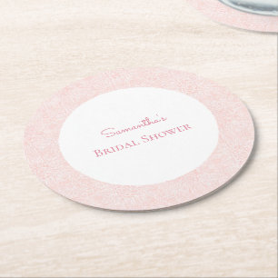 Dessous-de-verre Rond En Papier Douce Soirée de Mariage aux Fleurs Roses
